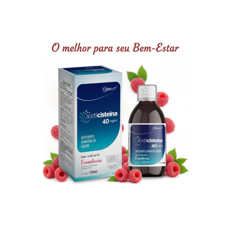 GEOVIT ACETILCISTEINA 40MG/ML FRAMBOESA COM 120ML