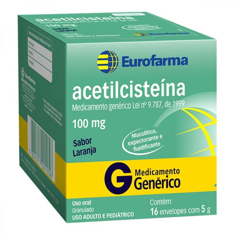 ACETILCISTEINA 100MG COM 16 ENVELOPES EUROFARMA