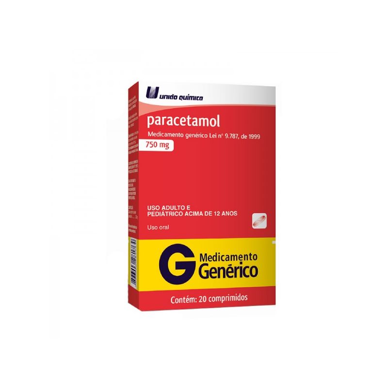 PARACETAMOL 750MG COM 20 COMPRIMIDOS 