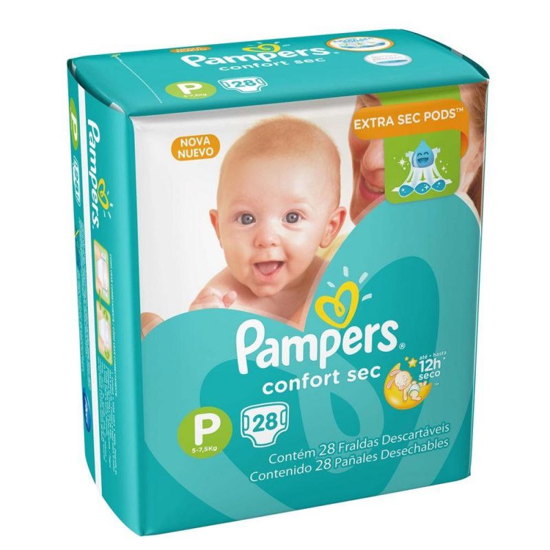FRALDA PAMPERS CONFORT SEC P COM 28 UNIDADES