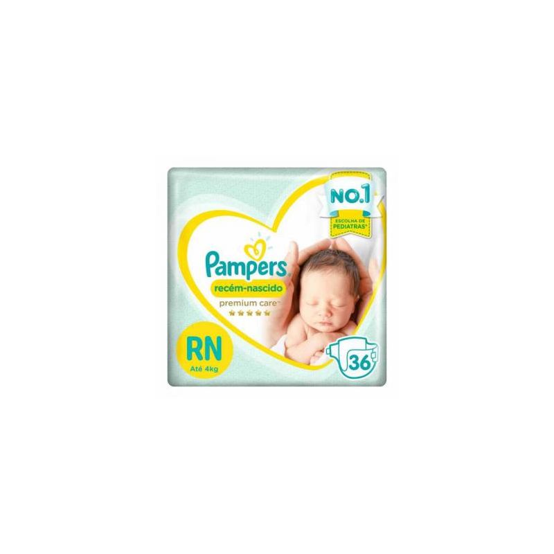 FRALDA PAMPERS RECEM NASC RN 2 A 4,5kg 36 UNIDADES 