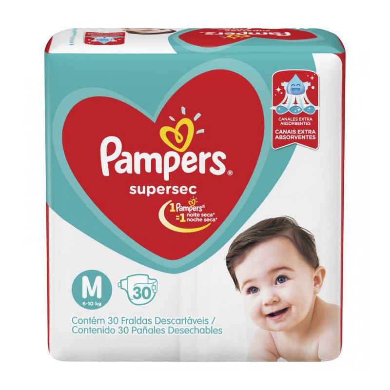 FRALDA PAMPERS SUPERSEC M COM 30 UNIDADES