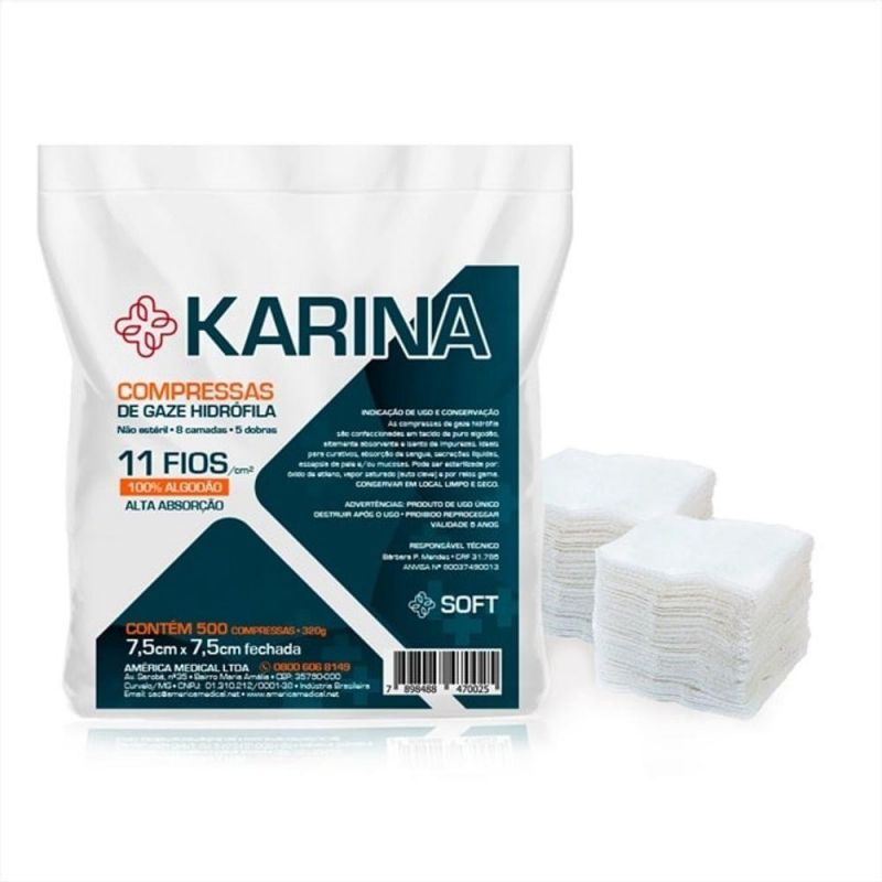 COMPRESSA DE GAZE C/500 KARINA 11 FIOS