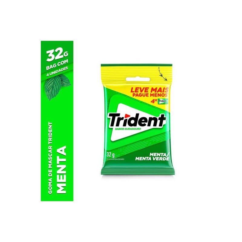 TRIDENT PACOTE COM 4 UNI DE 8 GRAMAS MENTA