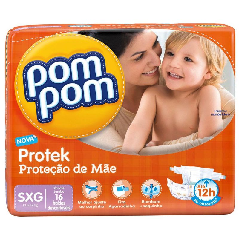 FRALDA POM POM ECONOMICA XXG COM 16 UNIDADES