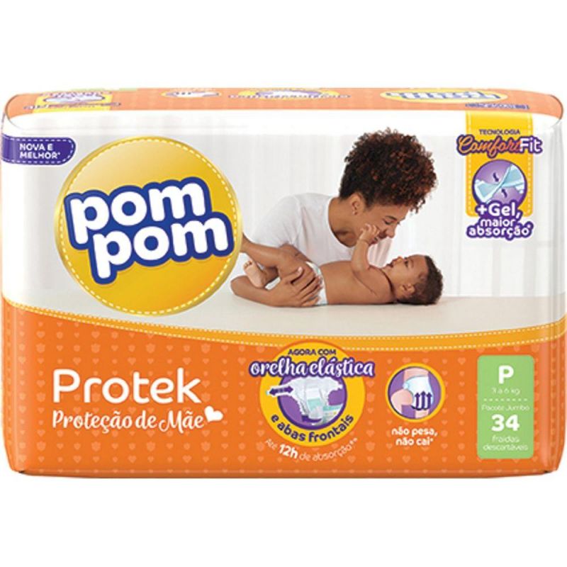 FRALDA POM POM ECONOMICA P COM 34 UNIDADES