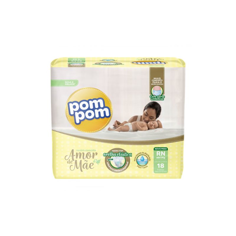 FRALDA POM POM RN COM 18 UNIDADES