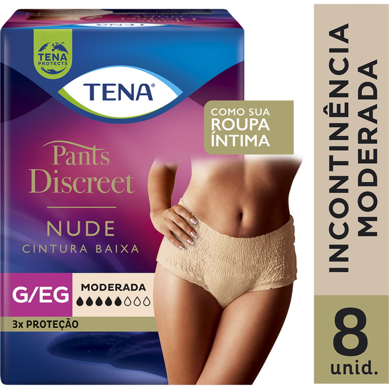ROUPA INTIMA TENA PANTS DISCREET NUDE G/EG COM 8 UNIDADES