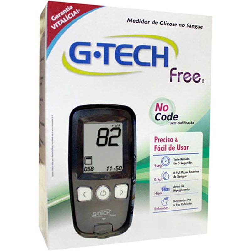 KIT MEDIDOR GLICOSE G-TECH FREE 1 COMPLETO