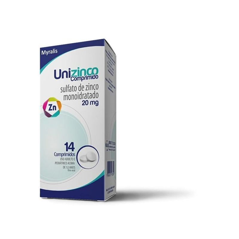 UNIZINCO 20MG COM 14 COMPRIMIDOS