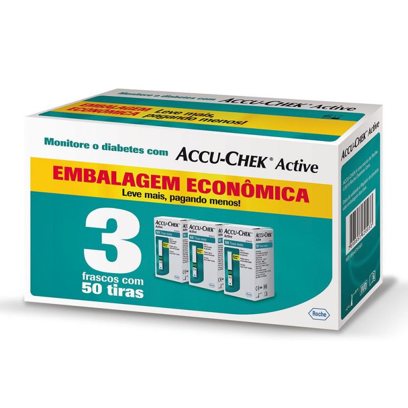 TIRAS ACCU CHEK ACTIVE 3 CAIXA COM 50 UNIDADES CADA