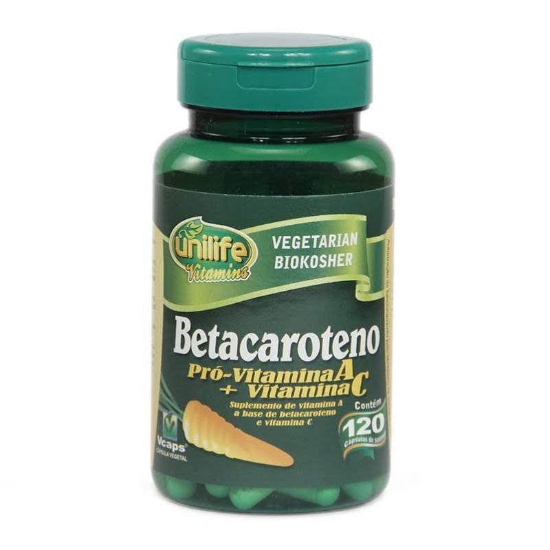 BETA CAROTENO 500 MG COM 120 CAPSULAS UNILIFE