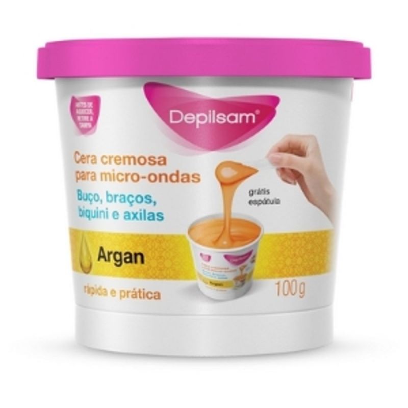 CERA DEPILATÓRIA DEPILSAM ARGAN CREMOSA DE MICRO-ONDAS 100G