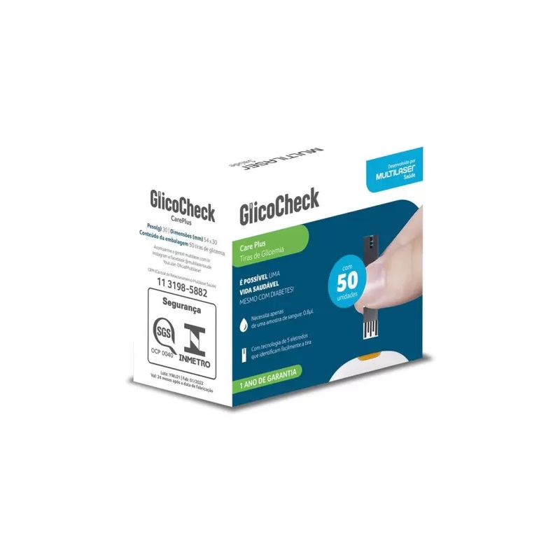 TIRAS GLICEMIA GLICOCHECK CARE PLUS COM 50 UNIDADES