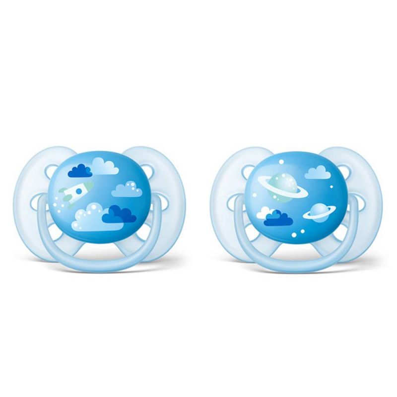 CHUPETA AVENT ULTRA SOFT DECORADA 6-18 MESES AZUL 2 UND 