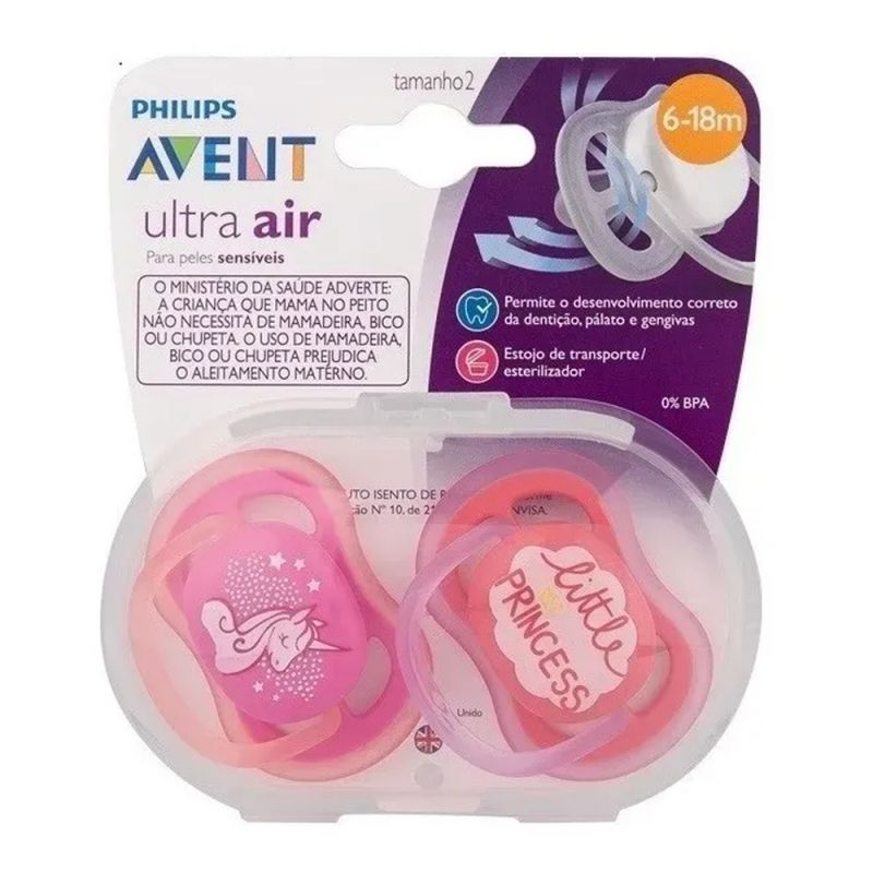 CHUPETA AVENT ULTRA AIR 6-18 MESES MENINA 2 UND 