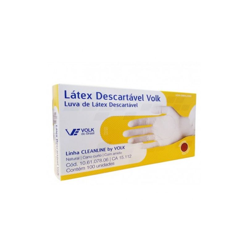 LUVA LATEX VOLK  M C/100 UNID