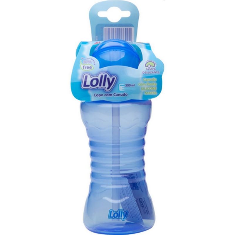 COPO DE TREINAMENTO LOLLY CLEAN COM CANUDO AZUL 300ML 
