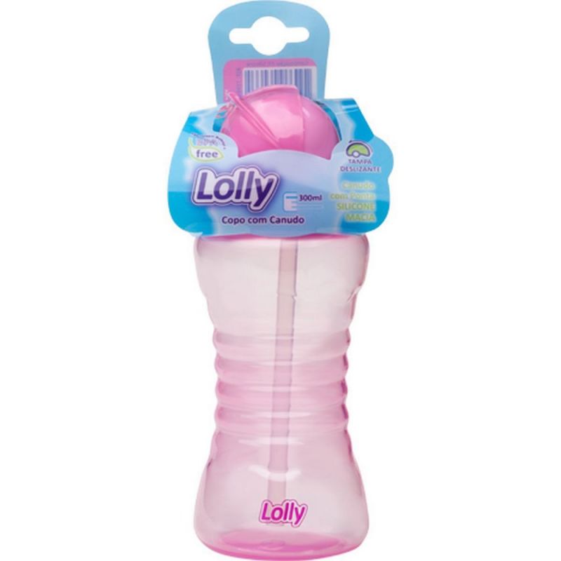 COPO DE TREINAMENTO LOLLY CLEAN COM CANUDO ROSA 300ML