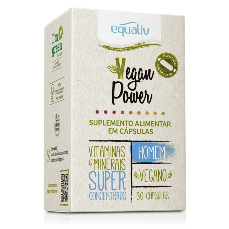 EQUALIV VEGAN POWER HOMEM COM 30 CÁPSULAS