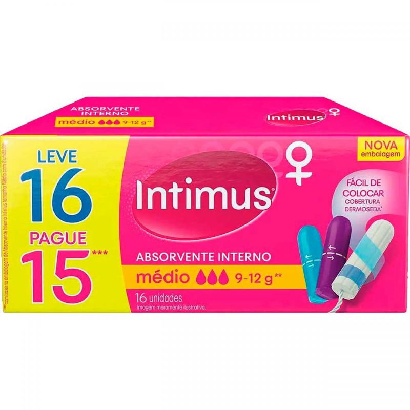 ABSORVENTE INTERNO INTIMUS MEDIO LEVE 16 PAGUE 15