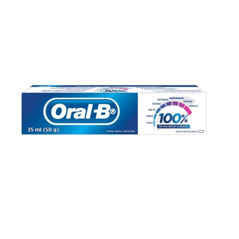 CREME DENTAL ORAL-B 100%  MENTA REFRESCANTE 50G