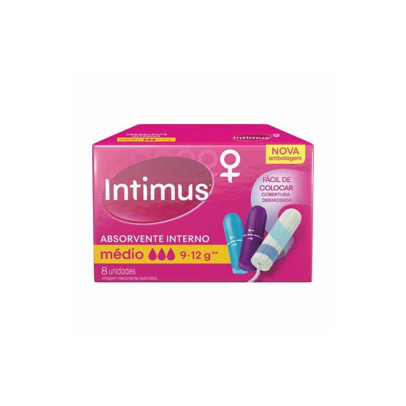 ABSORVENTE INTIMUS INTERNO MEDIO COM 8 UNIDADES