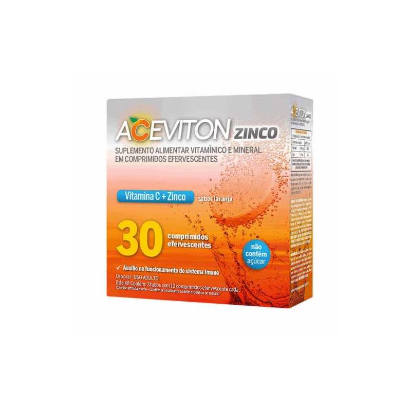 VITAMINA C ACEVITON ZINCO COM 30 COMPRIMIDOS EFERVESCENTE