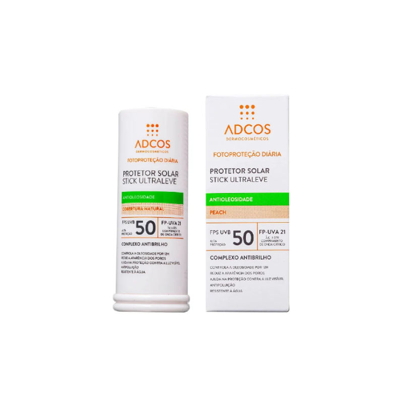 PROTETOR SOLAR ADCOS STICK ULTRALEVE FPS50 PEACH 15 GRAMAS