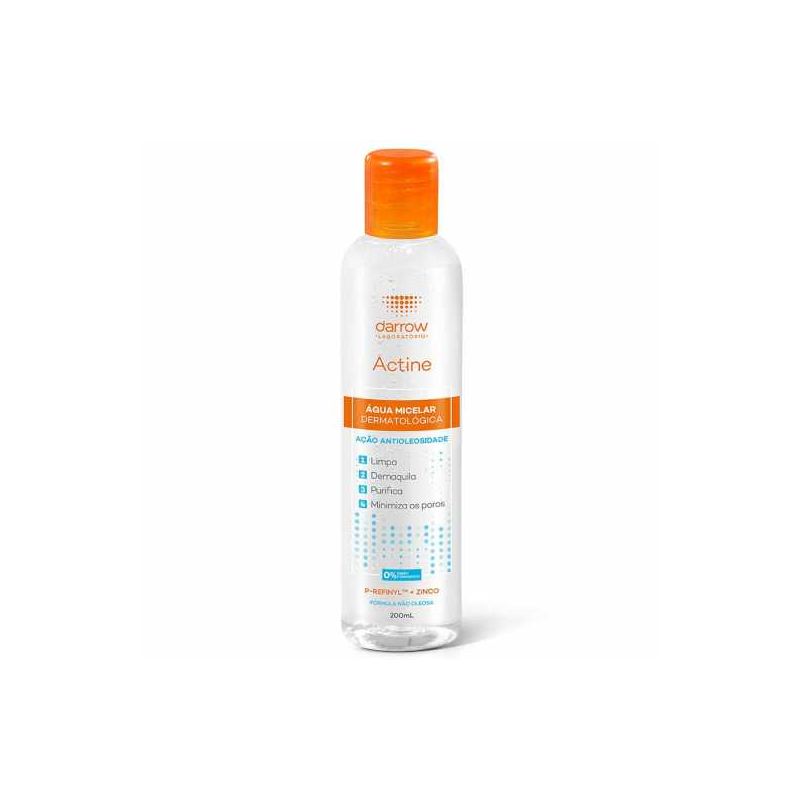 ÁGUA MICELAR DARROW ACTINE DERMATOLÓGICA PELES OLEOSAS 200ML