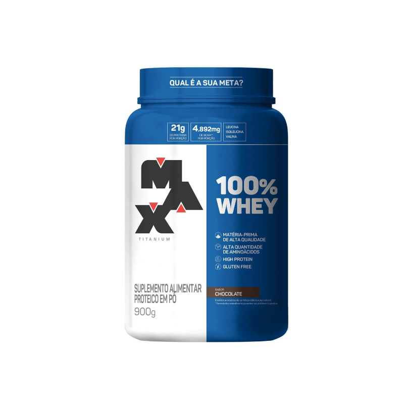 100% WHEY MAX TITANIUM CHOCOLATE, POTE COM 900G