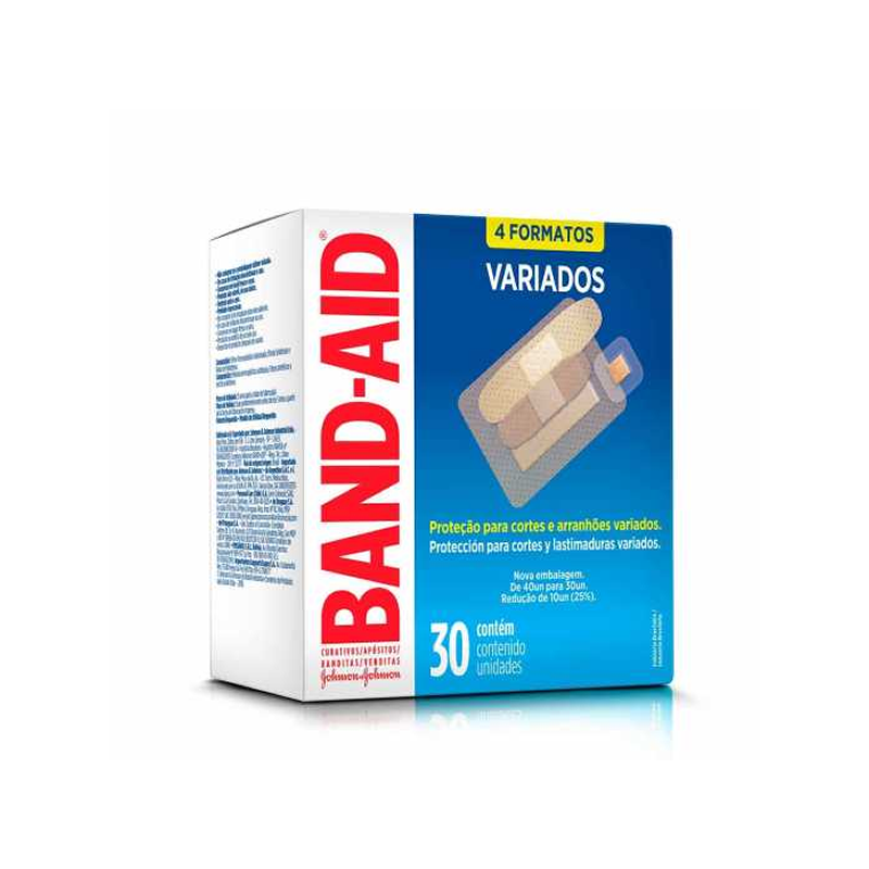 CURATIVO BAND-AID VARIADOS COM 30 UNIDADES