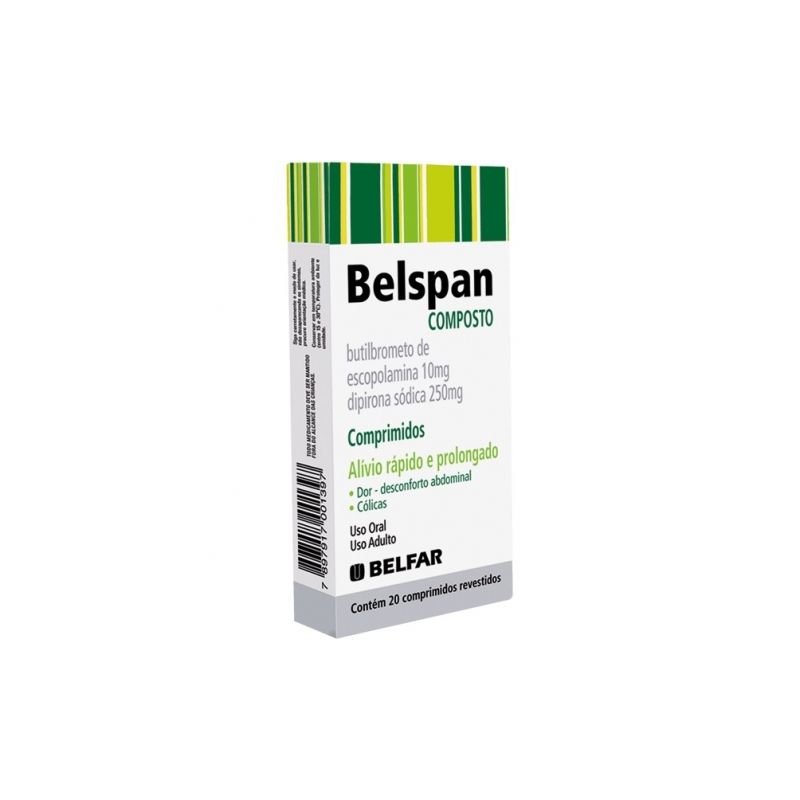 BELSPAN COMPOSTO 250MG+10MG COM 20 COMPRIMIDOS-BELFAR-