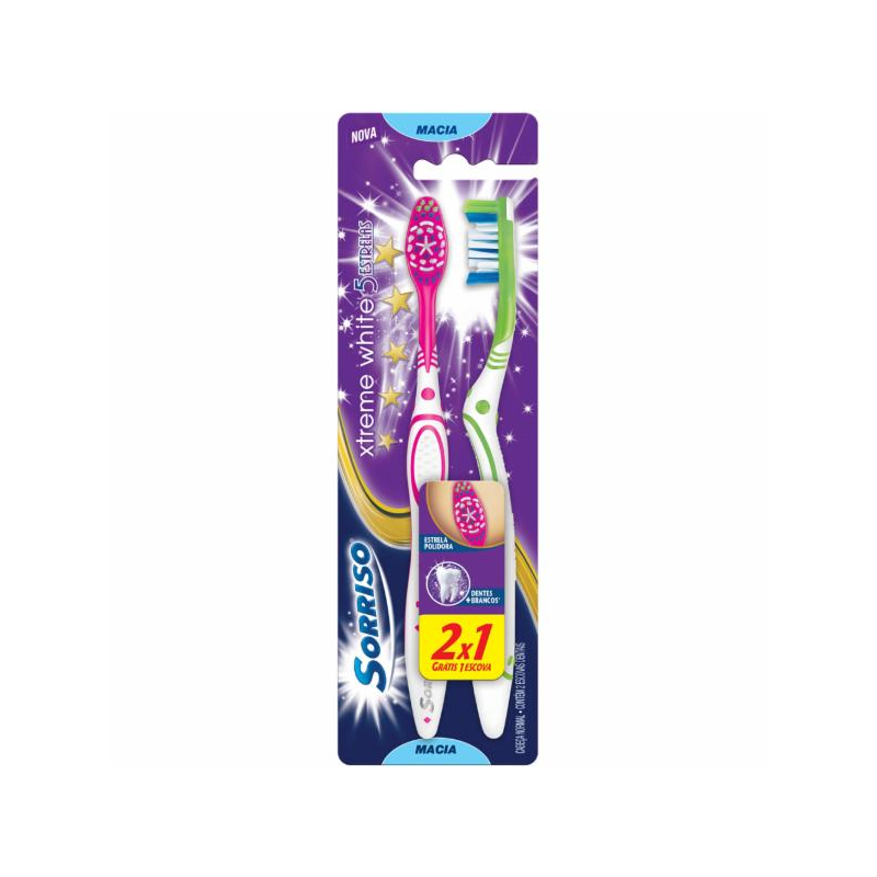 ESCOVA DENTAL SORRISO XTREME WHITE 5 ESTRELAS 2 UNIDADES