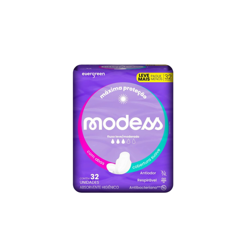 ABSORVENTE MODESS  MALHA SUAVE COM ABAS COM 32 UNI