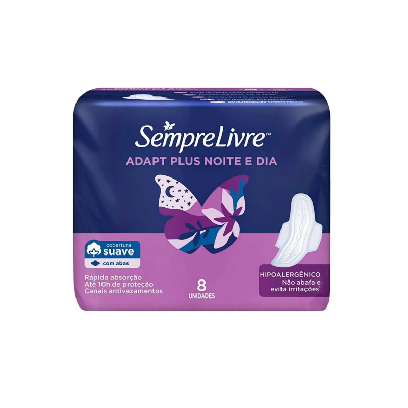 ABSORVENTE SEMPRE LIVRE NOTURNO SUAVE COM ABAS 8