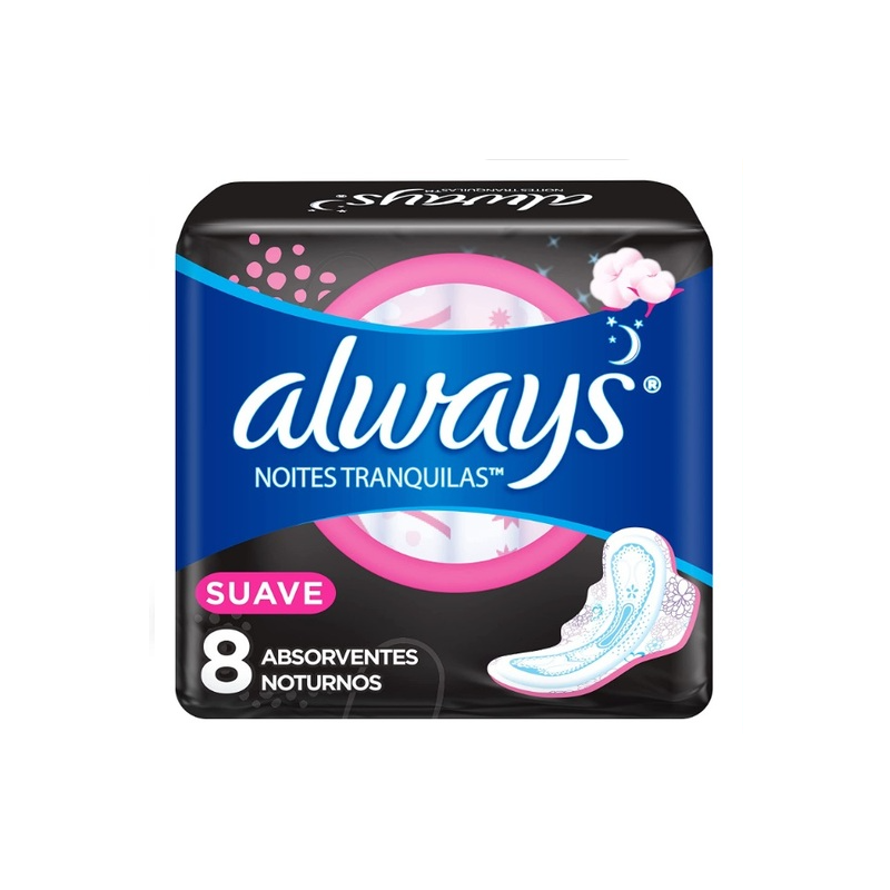 ABSORVENTE ALWAYS NOTURNO SUAVE PINK COM 8 UNIDADES