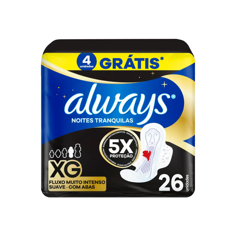 ABSORVENTE HIGIENICO ALWAYS NOTURNO XG SUAVE C/ABA L26P22UN
