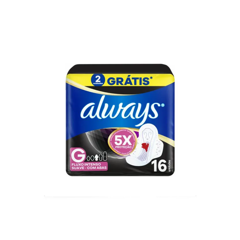 ABSORVENTE HIGIENICO ALWAYS NOT G SUAVE COM ABA L16P14UN