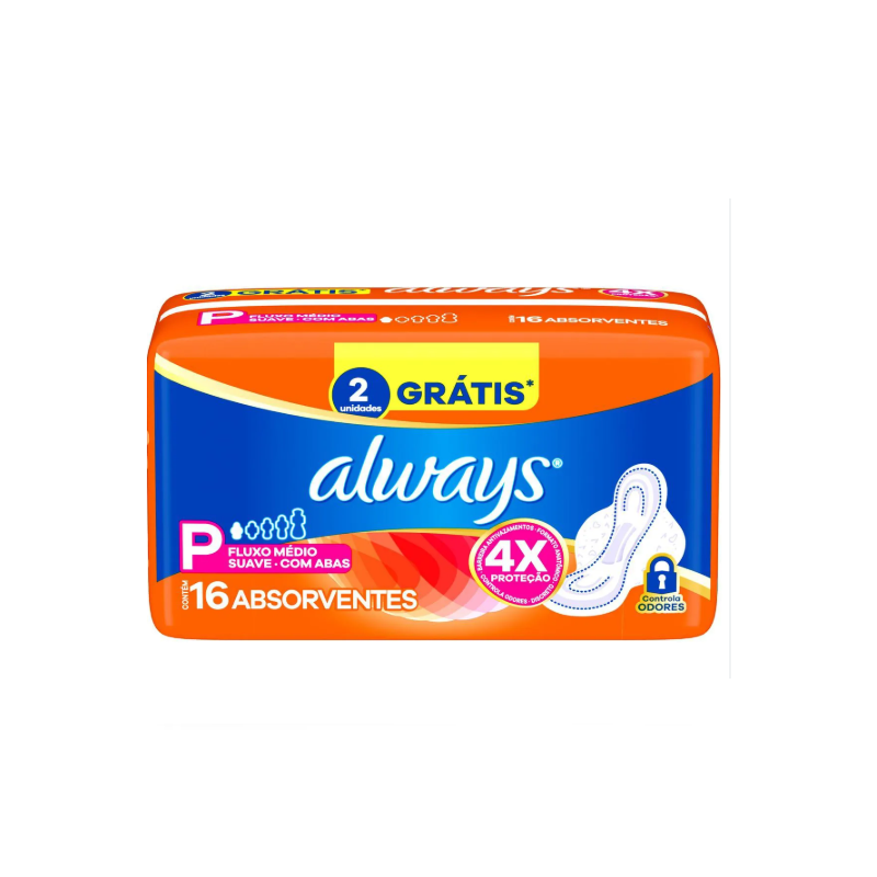 ABSORVENTE HIGIENICO ALWAYS BASIC P SUAVE COM ABA 16UNIDADES