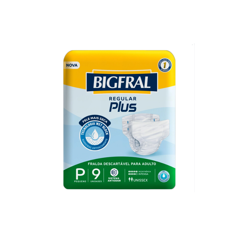 FRALDA GERIATRICA BIGFRAL PLUS REGULAR P COM 9 UNIDADES