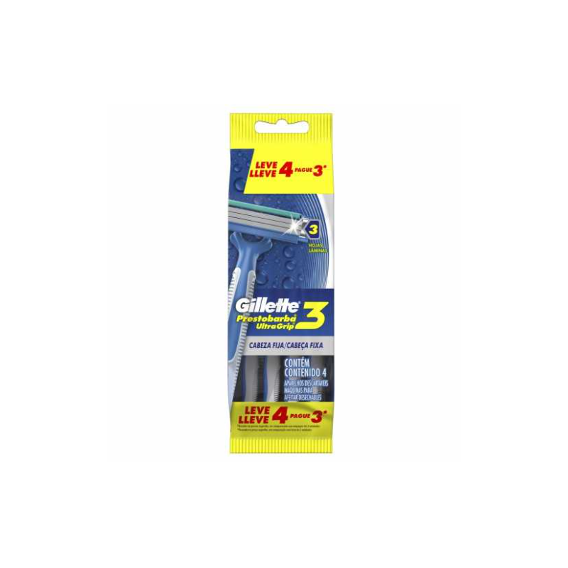 APARELHO PRESTOBARBA ULTRAGRIP LEVE 4 PAGUE 3 MASCULINO
