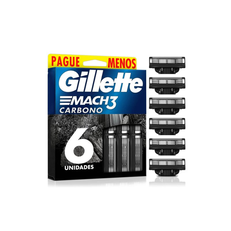 CARGA BARBEAR GILLETTE MACH3 CARBONO 6 UND