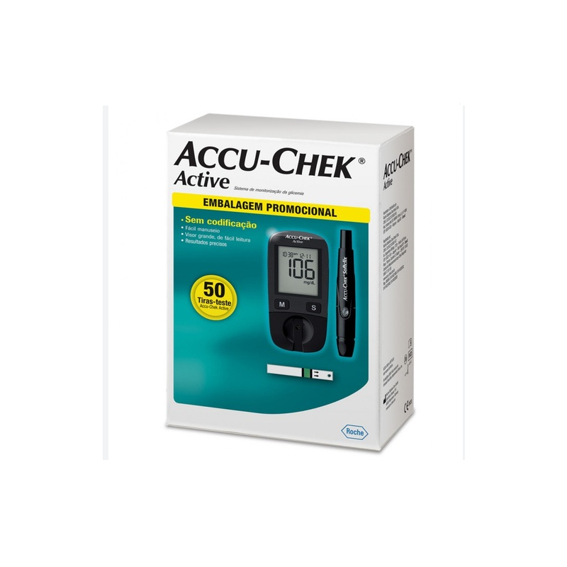 ACCU CHEK ACTIVE APARELHO MAIS 50 TIRAS
