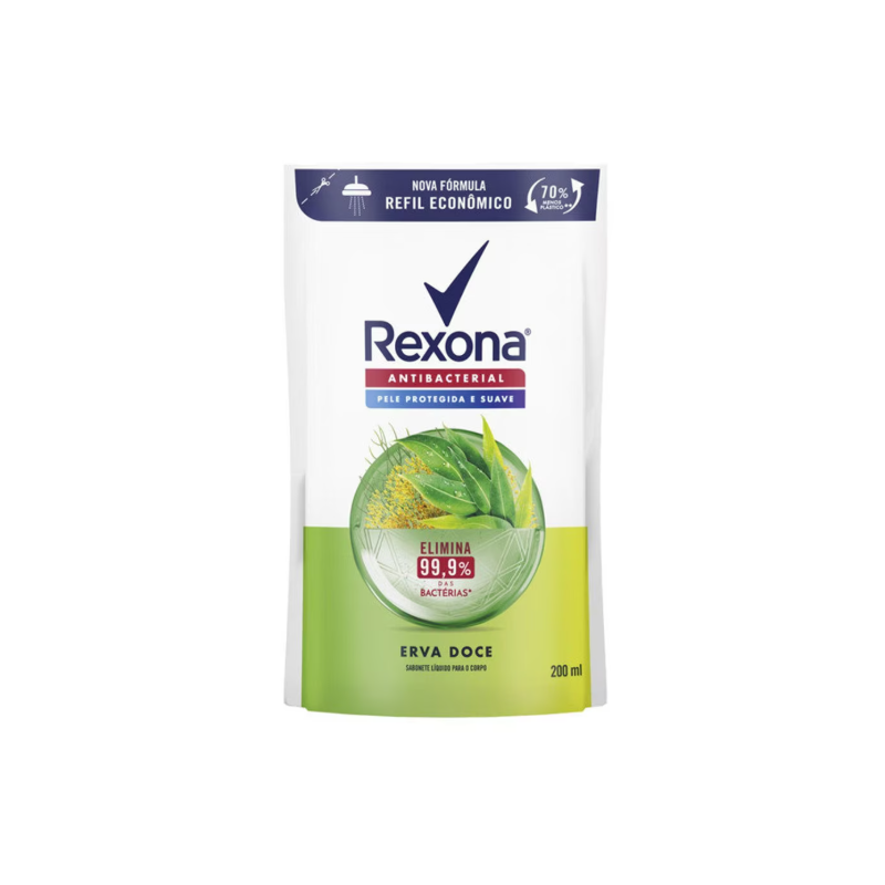 SABONETE LIQUIDO REXONA 200ML REFIL ANTIBACTERIANO ERVA DOCE