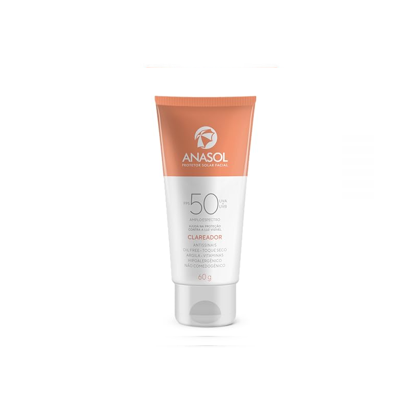 PROTETOR SOLAR FACIAL ANASOL CLAREADOR FPS50 COM 60 GRAMAS