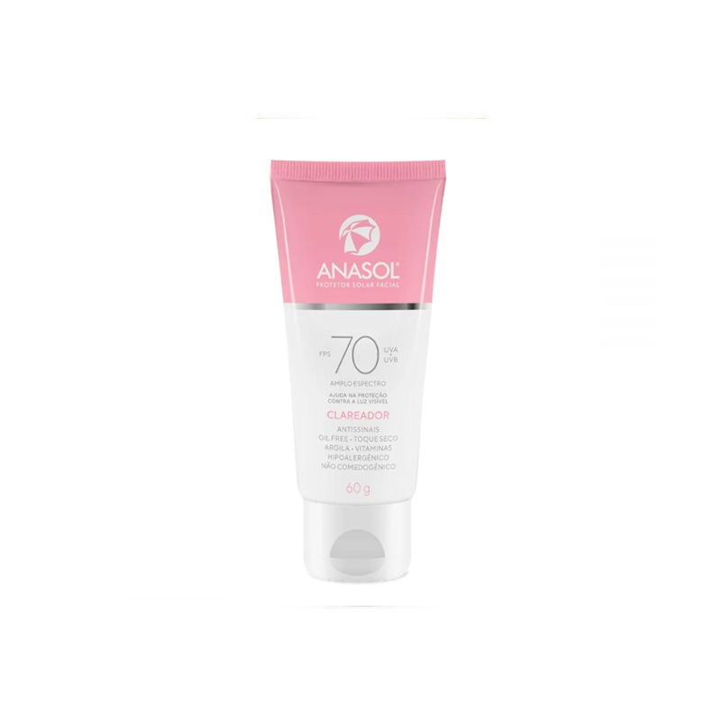 PROTETOR SOLAR FACIAL ANASOL CLAREADOR FPS70 COM 60 GRAMAS