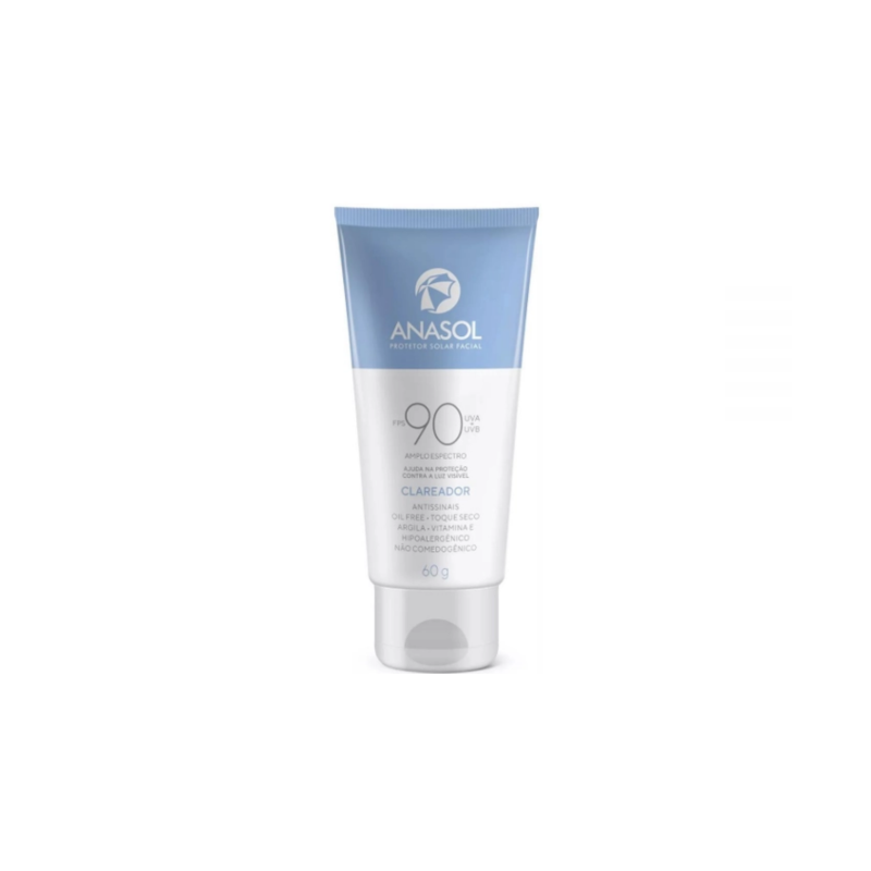 PROTETOR SOLAR FACIAL ANASOL CLAREADOR FPS90 COM 60 GRAMAS