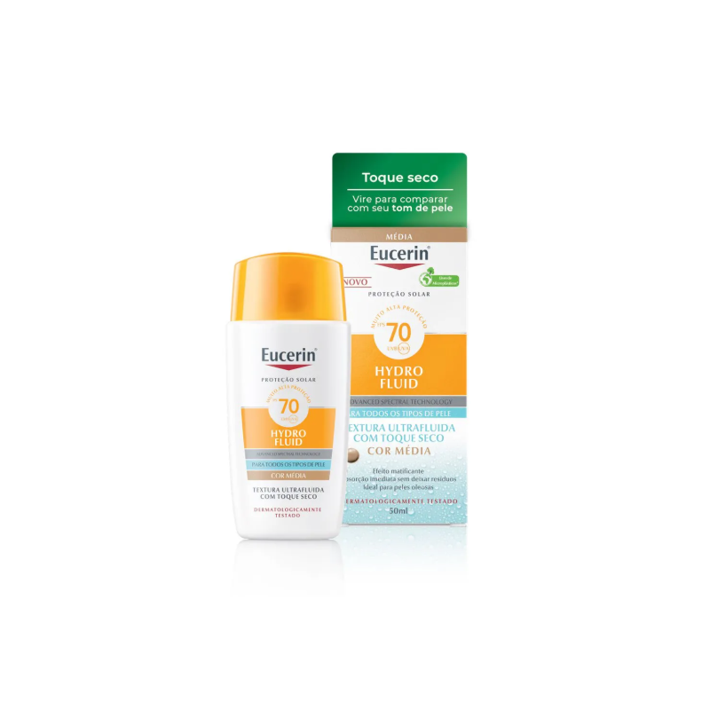 PROTETOR SOLAR FACIAL EUCERIN HYDRO FLUID MEDIA FPS70 50ML