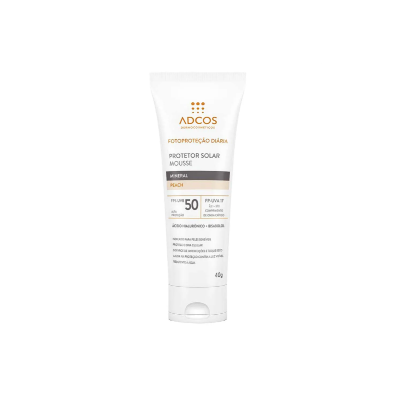 ADCOS PROTETOR SOLAR MOUSSE MINERAL PEACH FPS50 COM 50ML